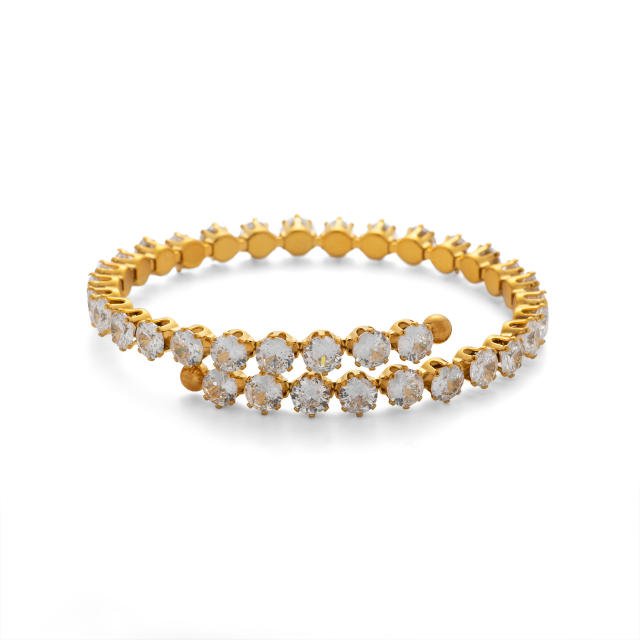 18K vacuum plated titanium steel Chic Style full drill super shiny bracelet stainless steel bangle