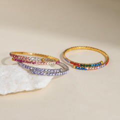 18KG colorful diamond tennis bracelet stainless steel bracelet bangle