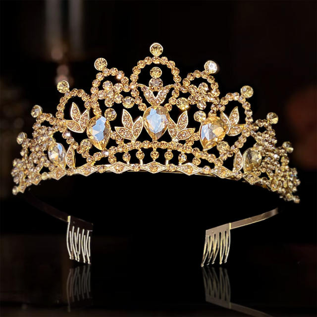 Delicate wedding birthday party colorful rhinestone hair crown