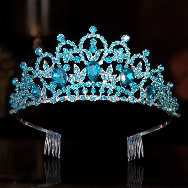 Delicate wedding birthday party colorful rhinestone hair crown