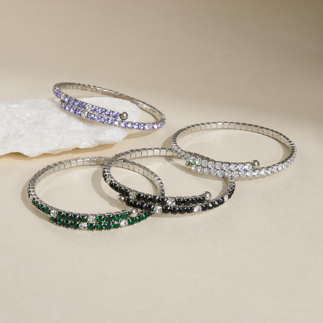 18KG colorful diamond tennis bracelet stainless steel bracelet bangle