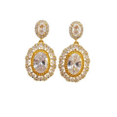 Delicate oval cubic zircon copper earrings dangle earrings