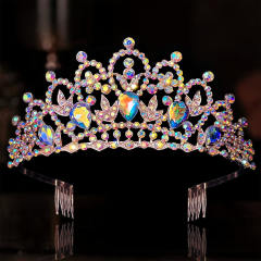 Delicate wedding birthday party colorful rhinestone hair crown