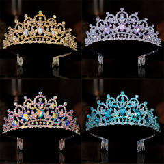Delicate wedding birthday party colorful rhinestone hair crown