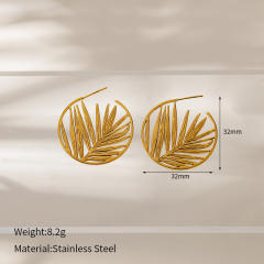Natural leaf pearl bead unique stainless steel earrings