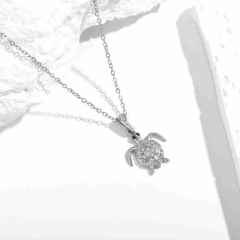 Summer holiday diamond ocean animal pendant stainless steel necklace