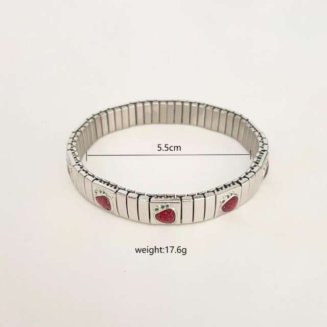 Cherry strawberry enamel stainless steel bracelet elastic bracelet