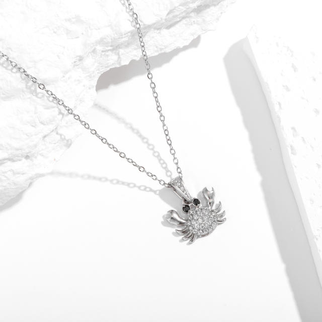 Summer holiday diamond ocean animal pendant stainless steel necklace