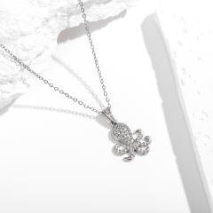 Summer holiday diamond ocean animal pendant stainless steel necklace