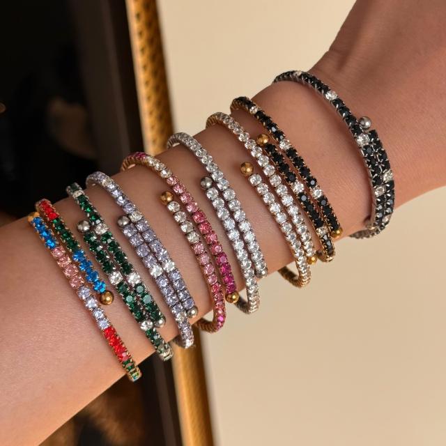 18KG colorful diamond tennis bracelet stainless steel bracelet bangle