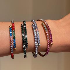 18KG colorful diamond tennis bracelet stainless steel bracelet bangle