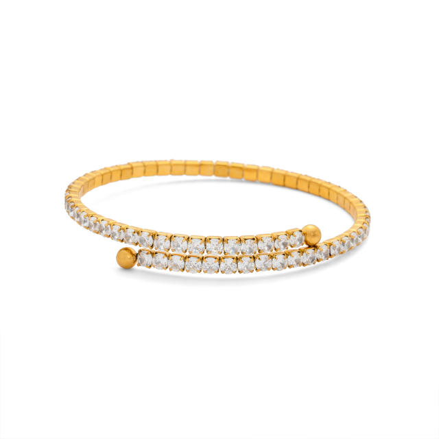 18KG colorful diamond tennis bracelet stainless steel bracelet bangle