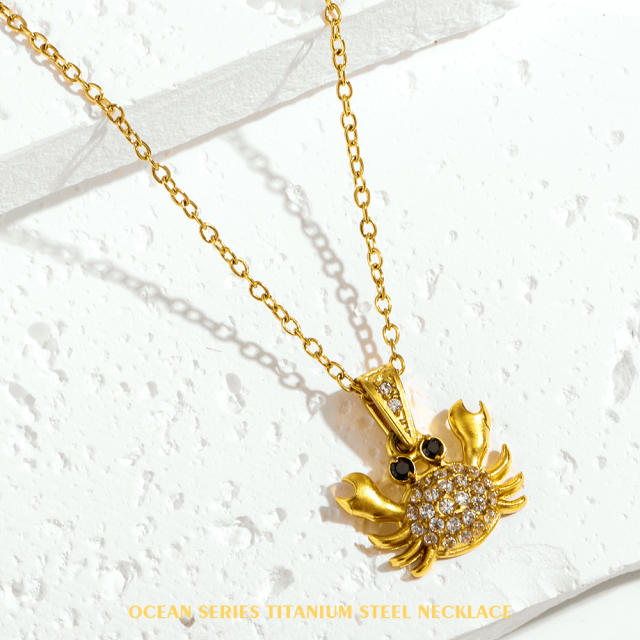 Summer holiday diamond ocean animal pendant stainless steel necklace