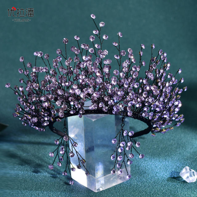 Luxury colorful crystal bead women wedding headband bridal headband