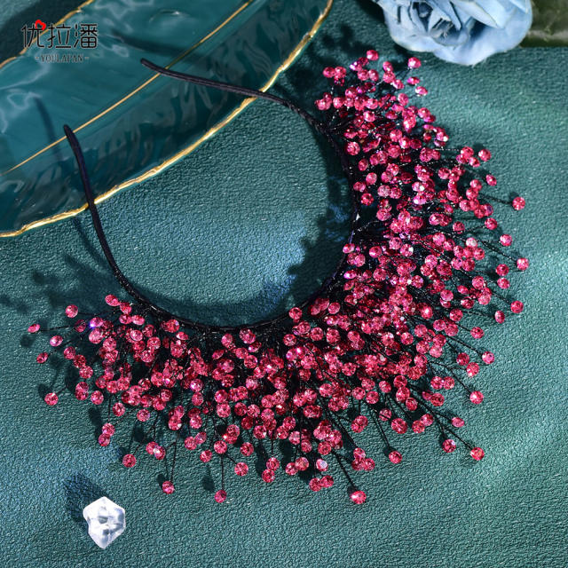 Luxury colorful crystal bead women wedding headband bridal headband