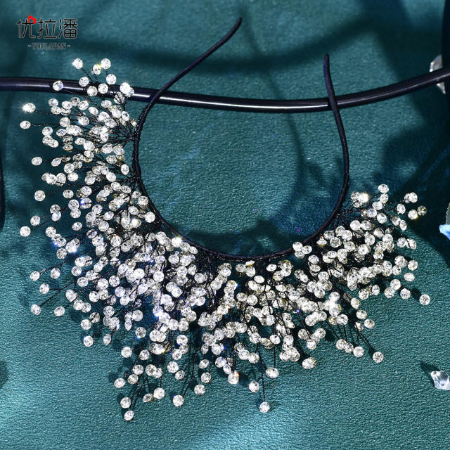 Luxury colorful crystal bead women wedding headband bridal headband