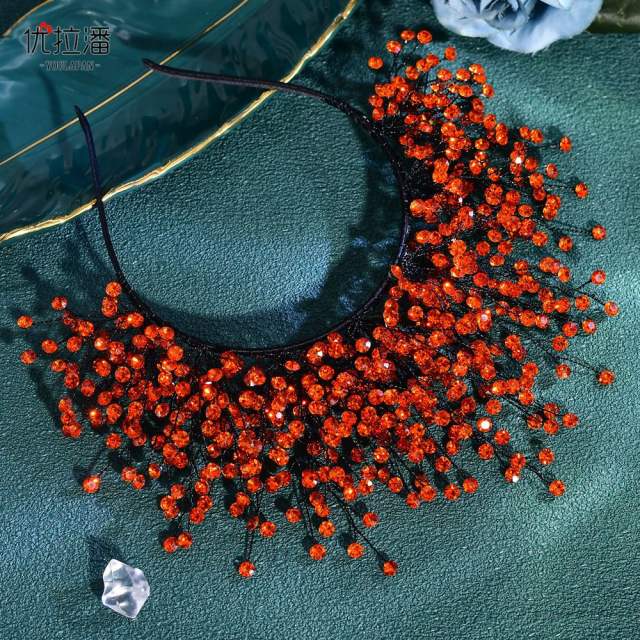 Luxury colorful crystal bead women wedding headband bridal headband