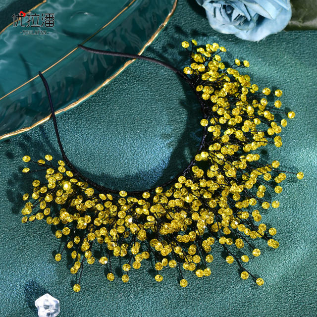 Luxury colorful crystal bead women wedding headband bridal headband