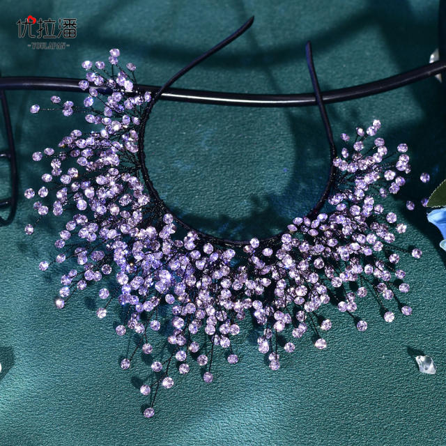 Luxury colorful crystal bead women wedding headband bridal headband