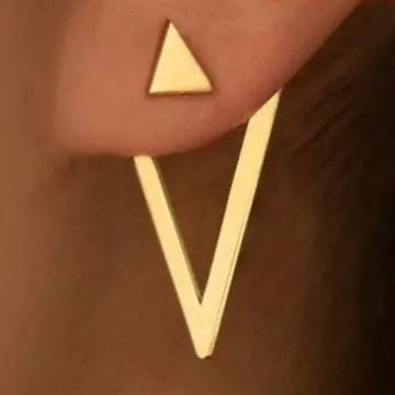 Simple stainless steel geometric triangle circle jacket earrings