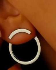 Simple stainless steel geometric triangle circle jacket earrings