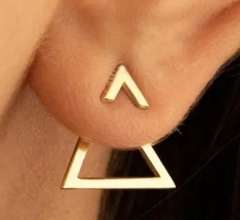 Simple stainless steel geometric triangle circle jacket earrings