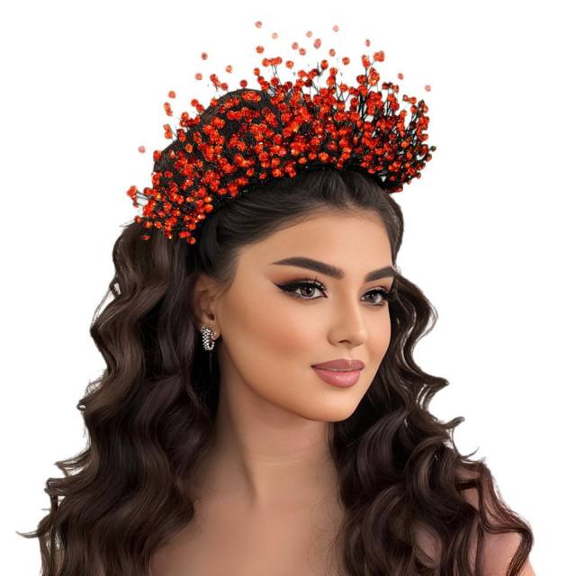 Luxury colorful crystal bead women wedding headband bridal headband