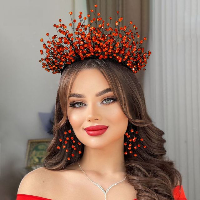 Luxury colorful crystal bead women wedding headband bridal headband