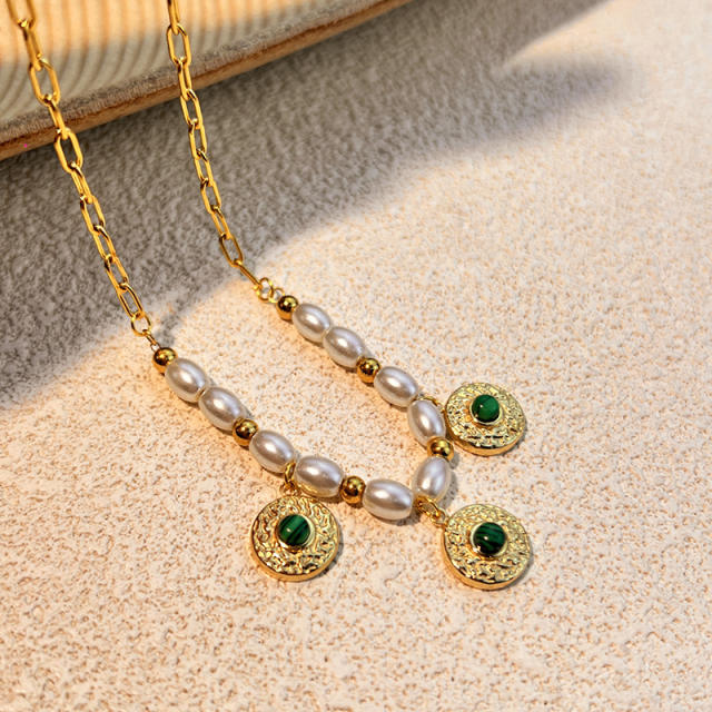 Summer holiday trend charm stainless steel necklace pearl necklace