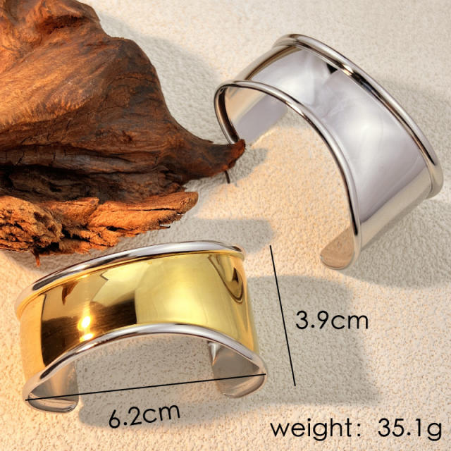 Irregular Glow cuff bangle Light Luxury Titanium Steel Wide Bangle stainless steel bangle