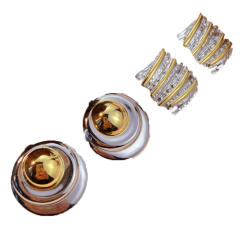 Unique big size stainless steel earrings two tone studs earrings