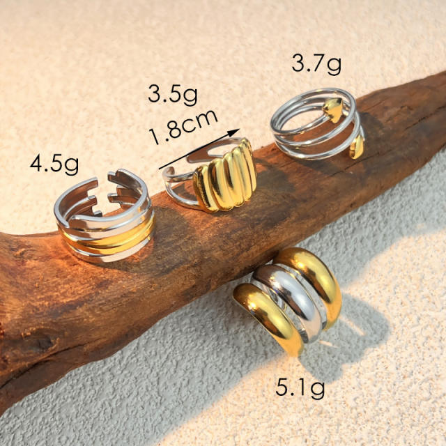 18KG popular mix color two tone stainless steel rings