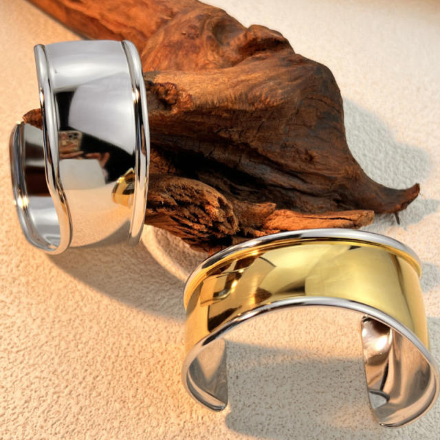 Irregular Glow cuff bangle Light Luxury Titanium Steel Wide Bangle stainless steel bangle
