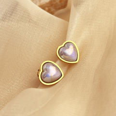 Sweet heart stard round shape stainless steel earrings peal earings