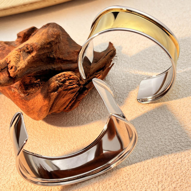 Irregular Glow cuff bangle Light Luxury Titanium Steel Wide Bangle stainless steel bangle