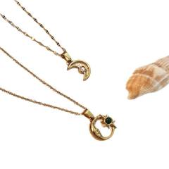 Simple hollow out star moon pendant stainless steel necklace