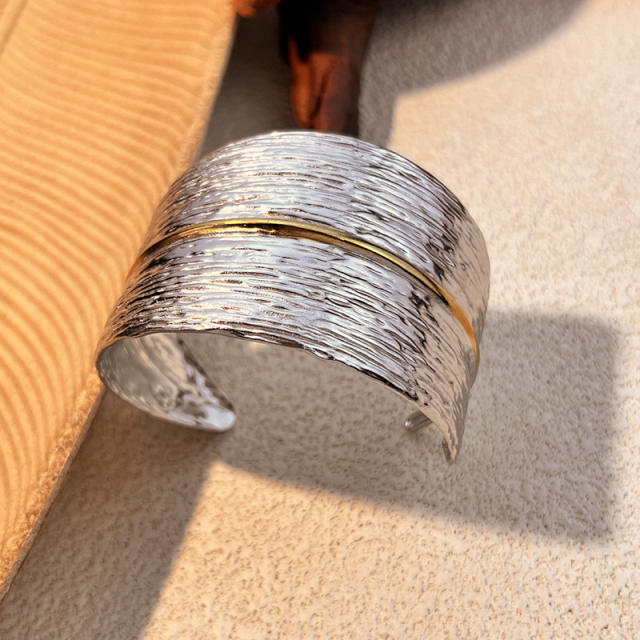 Chunky mix color unique design stainless steel bangle cuff bangle wide bangle
