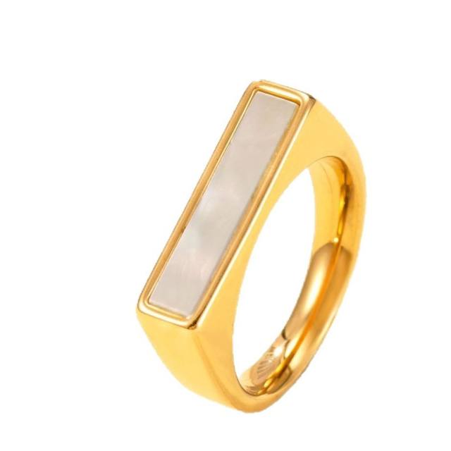 18KG cubic zircon inlaid bar stainless steel rings diamond rings