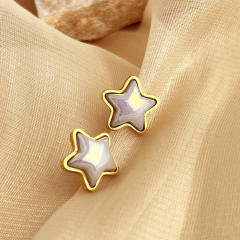 Sweet heart stard round shape stainless steel earrings peal earings