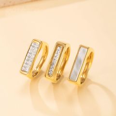 18KG cubic zircon inlaid bar stainless steel rings diamond rings