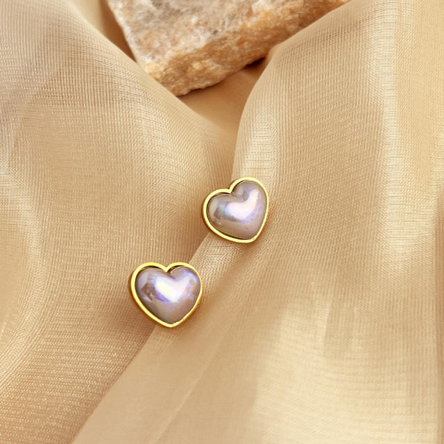 Sweet heart stard round shape stainless steel earrings peal earings