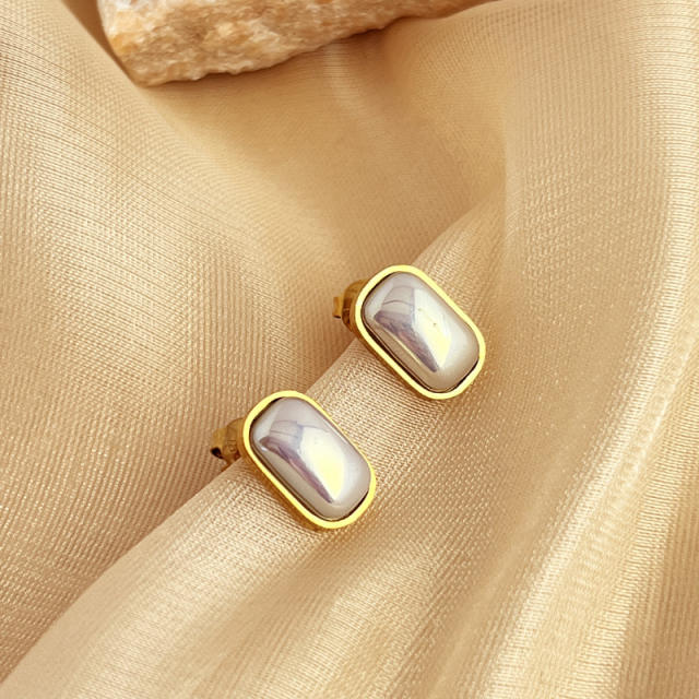 Sweet heart stard round shape stainless steel earrings peal earings