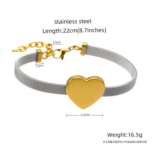 18KG mix color heart stainless steel bracelet strap bracelet