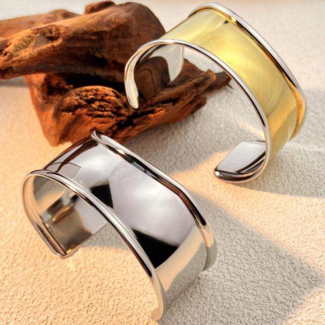 Irregular Glow cuff bangle Light Luxury Titanium Steel Wide Bangle stainless steel bangle