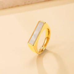 18KG cubic zircon inlaid bar stainless steel rings diamond rings