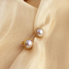 Sweet heart stard round shape stainless steel earrings peal earings