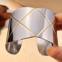 Chunky mix color unique design stainless steel bangle cuff bangle wide bangle