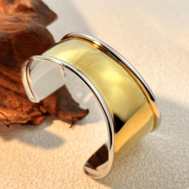 Irregular Glow cuff bangle Light Luxury Titanium Steel Wide Bangle stainless steel bangle