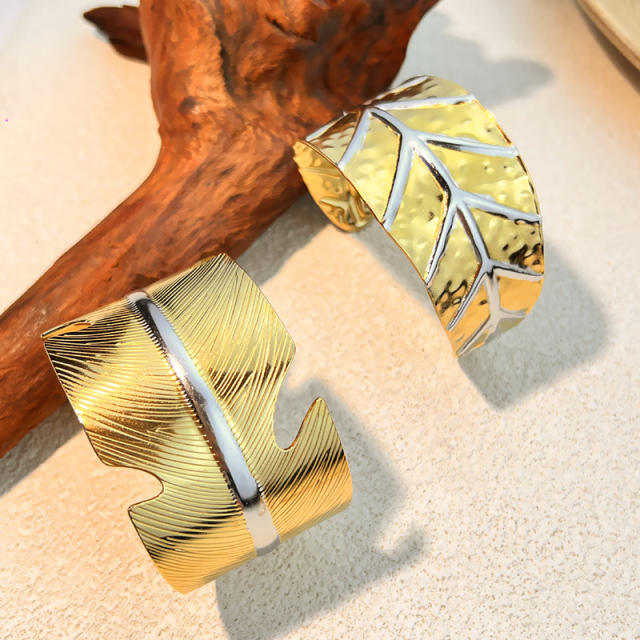 Chunky mix color unique design stainless steel bangle cuff bangle wide bangle