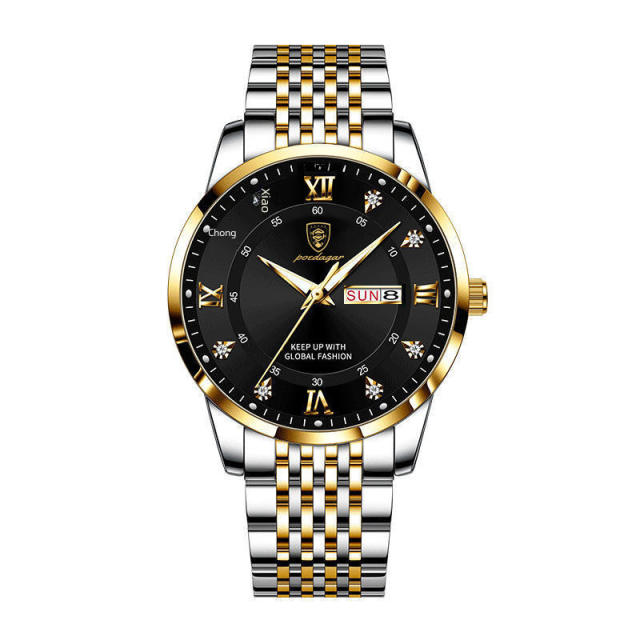New men's watch waterproof luminous calendar quartz watch steel band watch